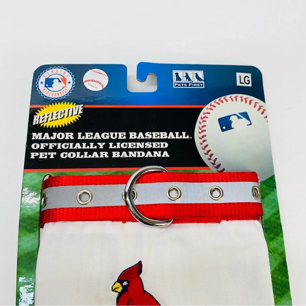 MLB St Louis Cardinals Adjustable Reflective Pet Collar Bandana Size Large NWT